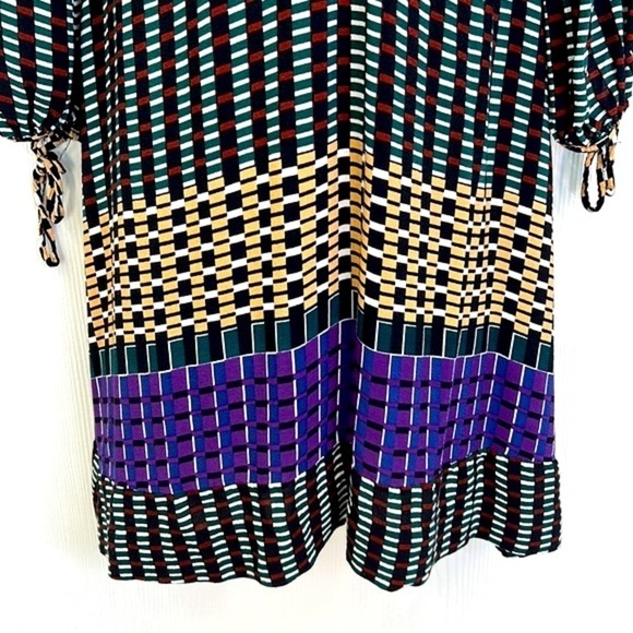 Anthropology - Maeve Checkered Colorful VNeck Long Sleeve Midi Dress Size 0 - Picture 4 of 13